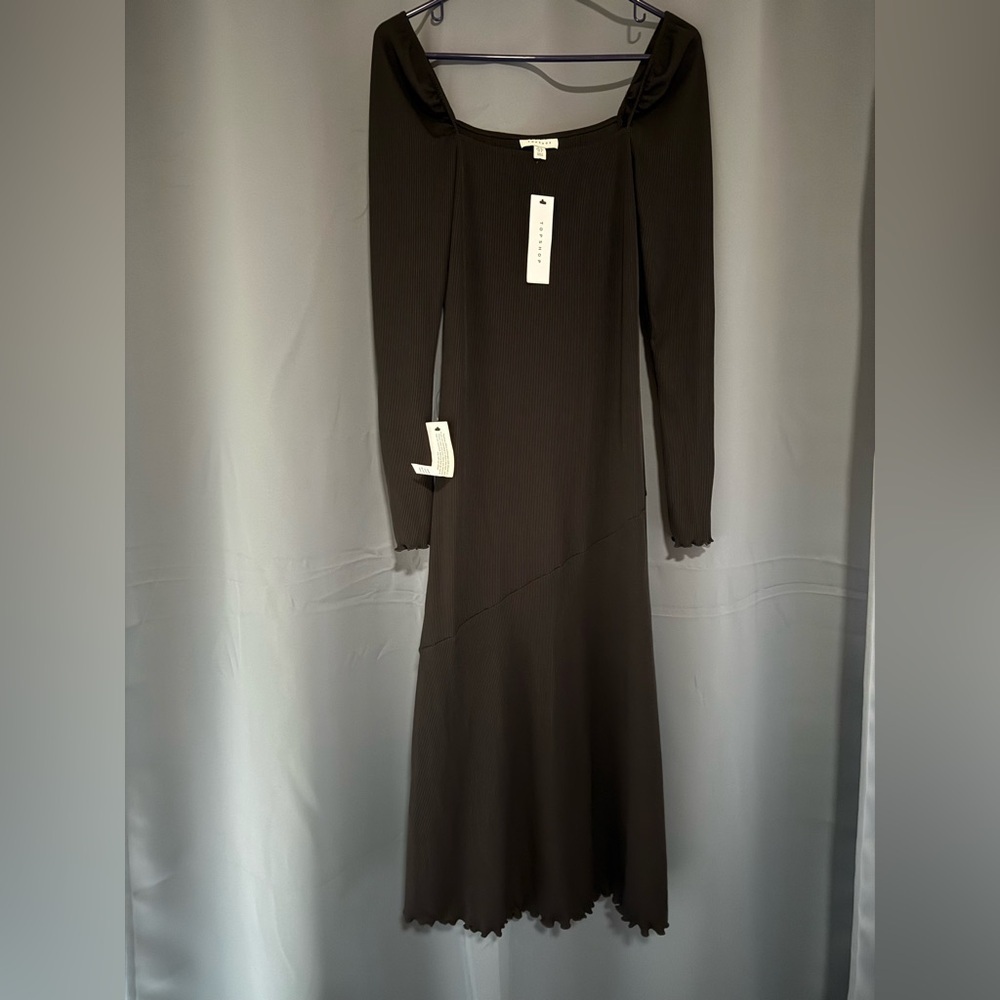NWT Topshop Black Sweater Midi Dress – Size 6 - Picture 1 of 3